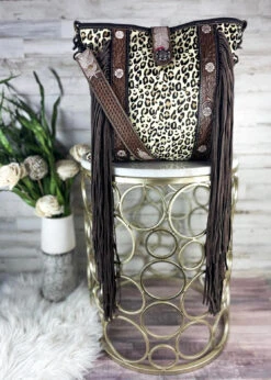 Diva Leopard Fringe Crossbody Handbag