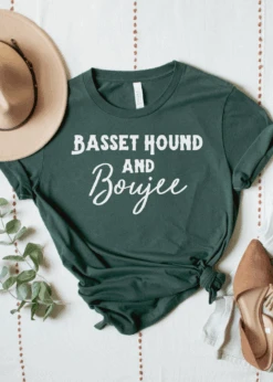 Forest Green Basset Hound & Boujee Short Sleeve Tee