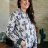 Gray & Turquoise Cross Hoodie