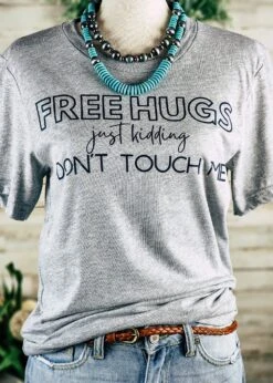 Heather Grey Free Hugs Short Sleeve Graphic Tee