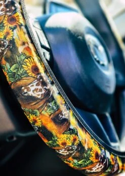 Horse & Sunflower Steering Wheel Cover