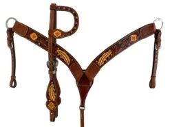 Painted Floral & Feather Headstall Set
