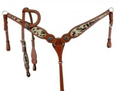 Black & White Cowhide One Ear Headstall Set