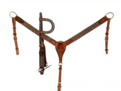 Argentina Cow Leather With Turquoise Accent Headstall Set