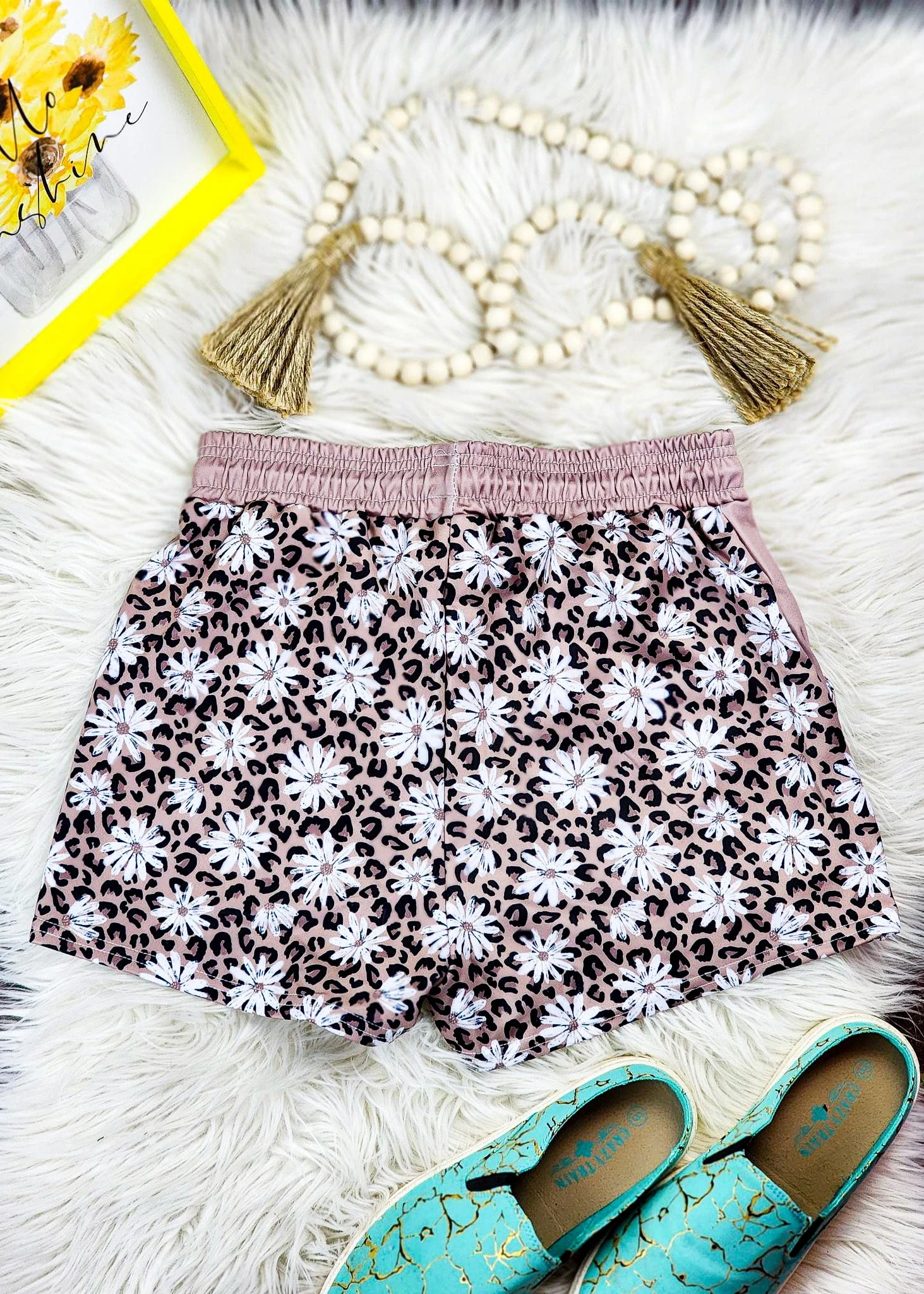 Leopard Daisy Drawstring Shorts - Image 3