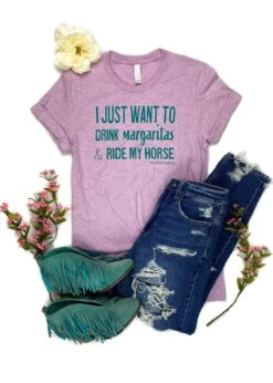 Lilac Drink Margaritas & Ride My Horse Short Sleeve Tee