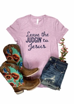 Lilac Leave The Judgin' To Jesus Short Sleeve Graphic Tee