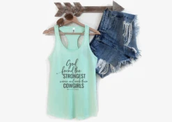God Found The Strongest Women Racerback Tank