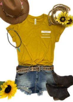Mustard Hello Tack Hoarder Side Short Sleeve Tee