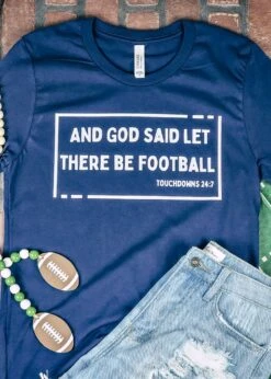 Navy Let There Be Football Short Sleeve Graphic Tee