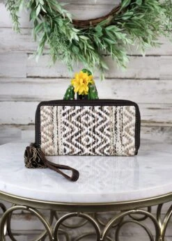 Neutral Chevron Zip Wallet
