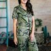 Olive Green Rancher Roper Silky Pajamas