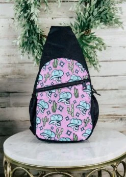 Pink Skulls Sling Handbag