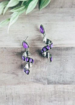 Purple Spiral Earrings