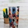 Retro Floral Cowhide Tumbler