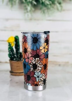 Retro Floral Cowhide Tumbler