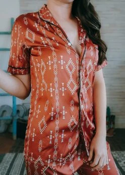 Rust Aztec Southwestern Silky Pajamas
