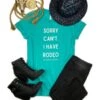 Sorry I Can't I Have Rodeo Teal Short Sleeve Graphic Tee