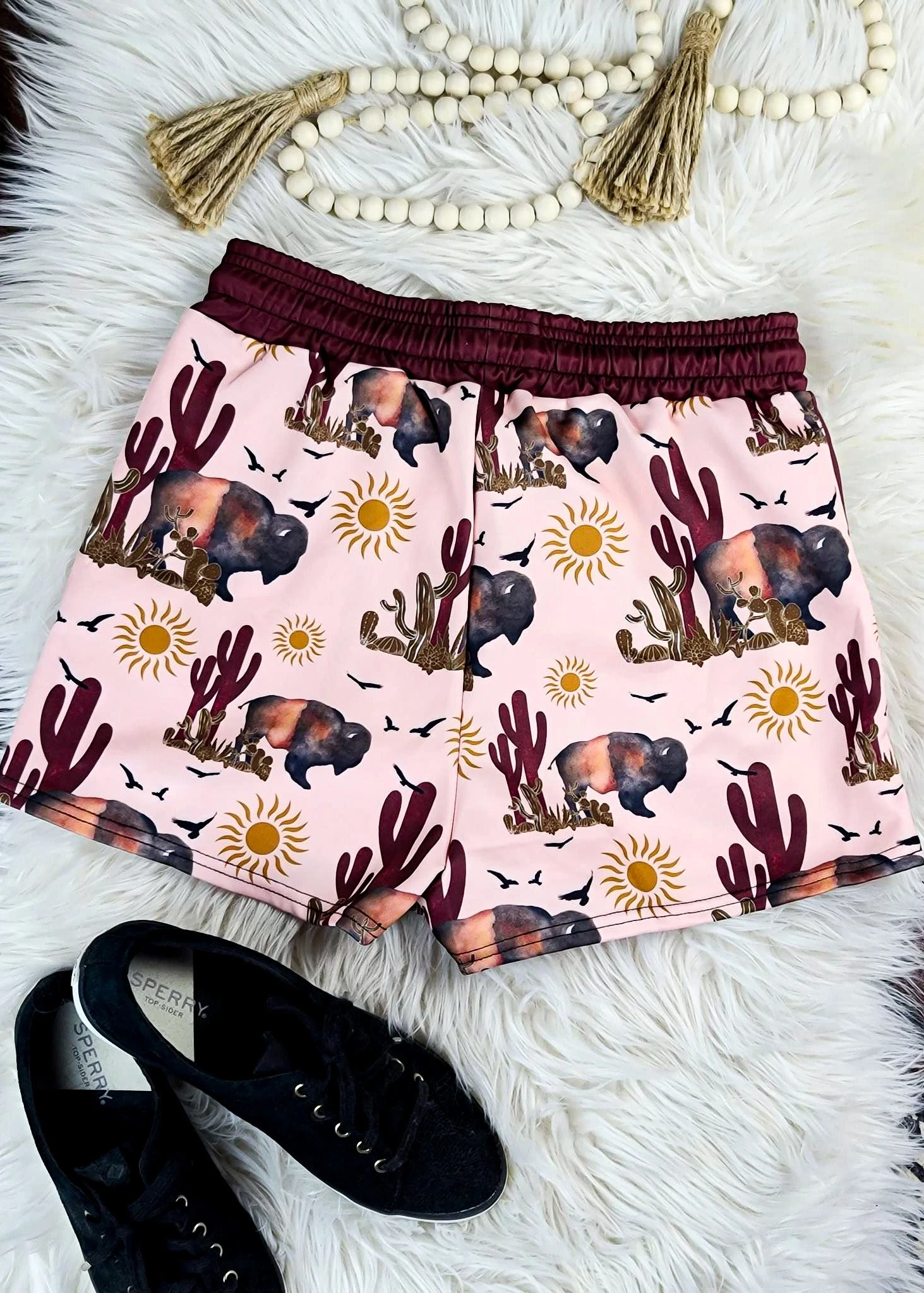 Southwestern Buffalo Drawstring Shorts - Image 3