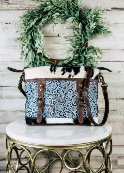 Summer Floral Cowhide Crossbody Handbag