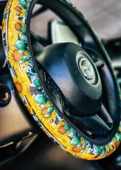 Sunflower & Cactus Steering Wheel Cover