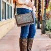 Teal Filigree Crossbody Handbag