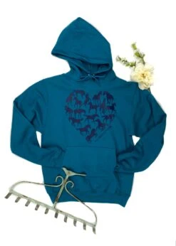 Teal Horse Heart Hoodie