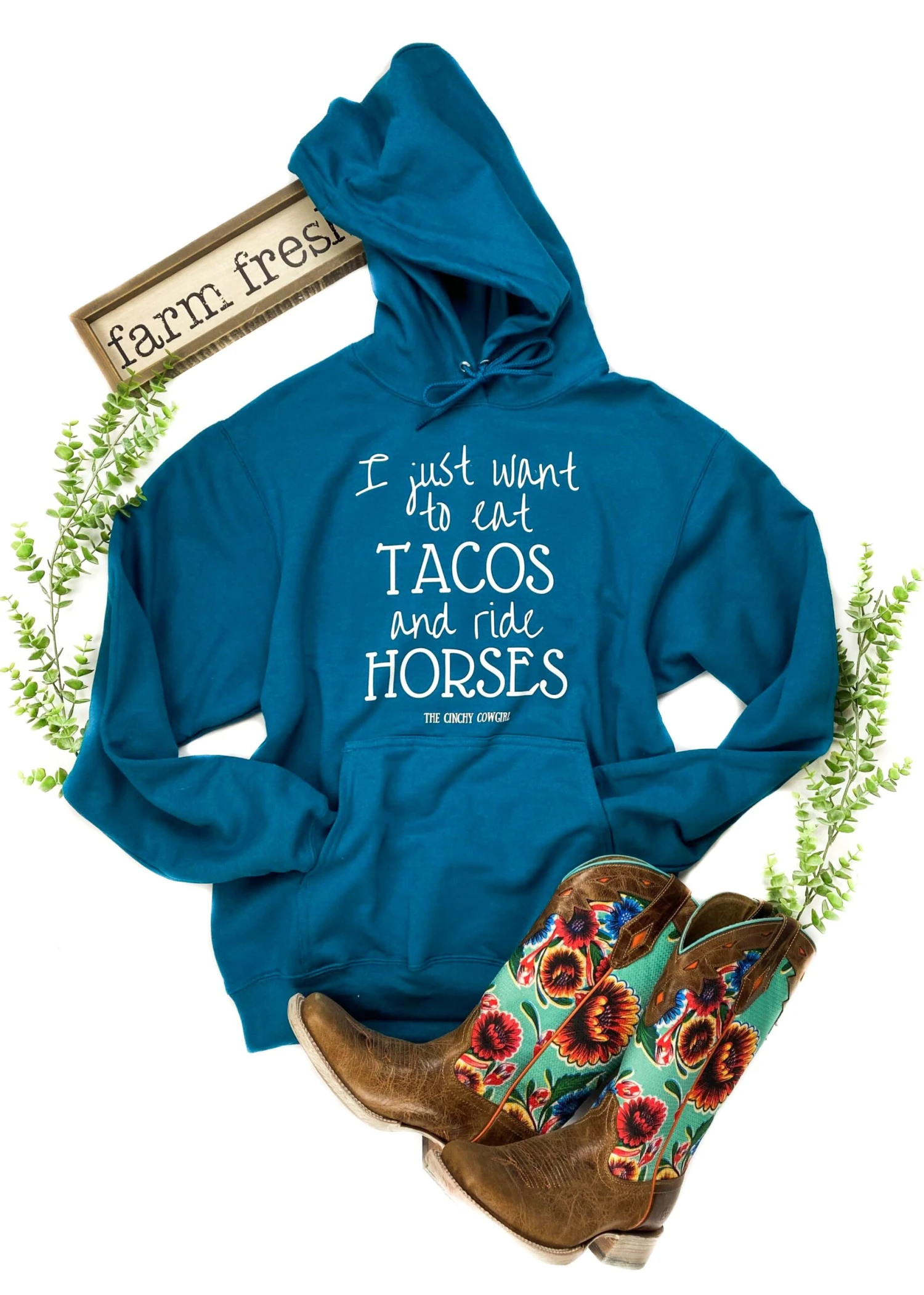Teal I Just Want To Eat Tacos Hoodie