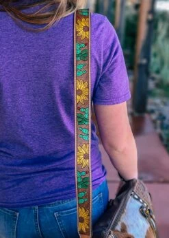 Tooled Sunflower & Cactus Purse Strap