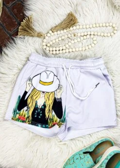 Trendy Cowgirl Drawstring Shorts