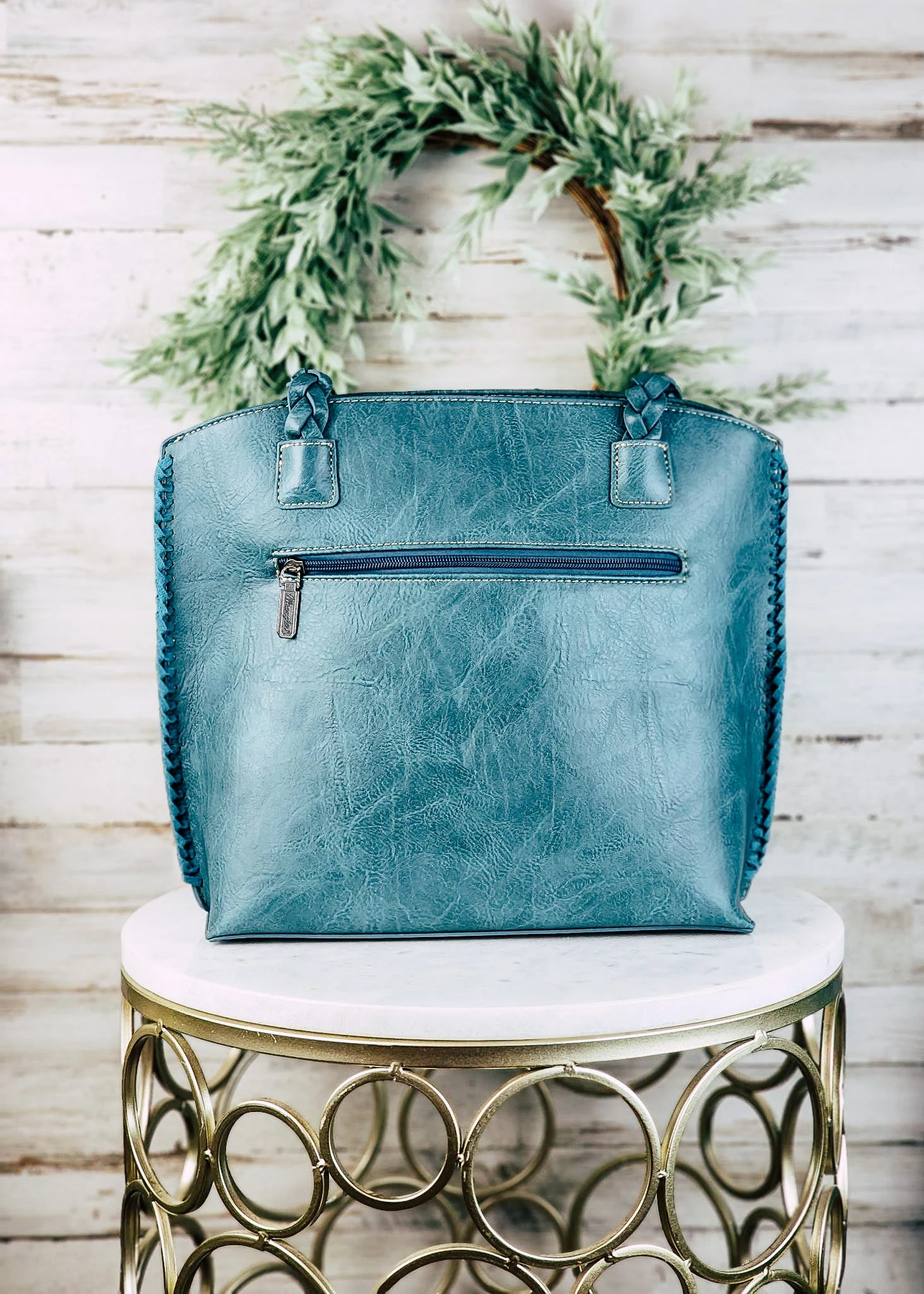 Turquoise Braided Strap Handbag - Image 3