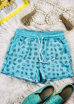Turquoise Brands Drawstring Shorts