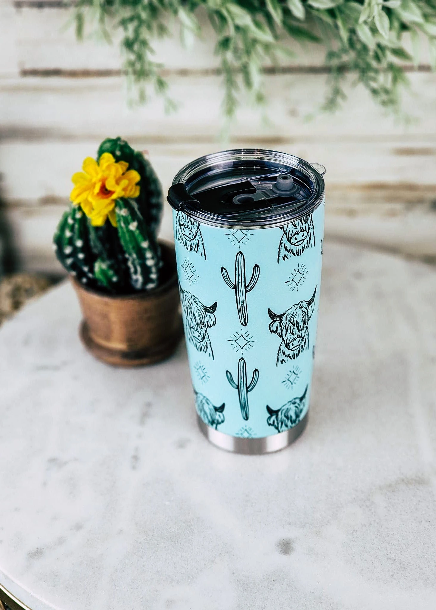 Turquoise Highland Cow 20oz Tumbler - Image 2