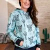 Turquoise Highland Cow Hoodie