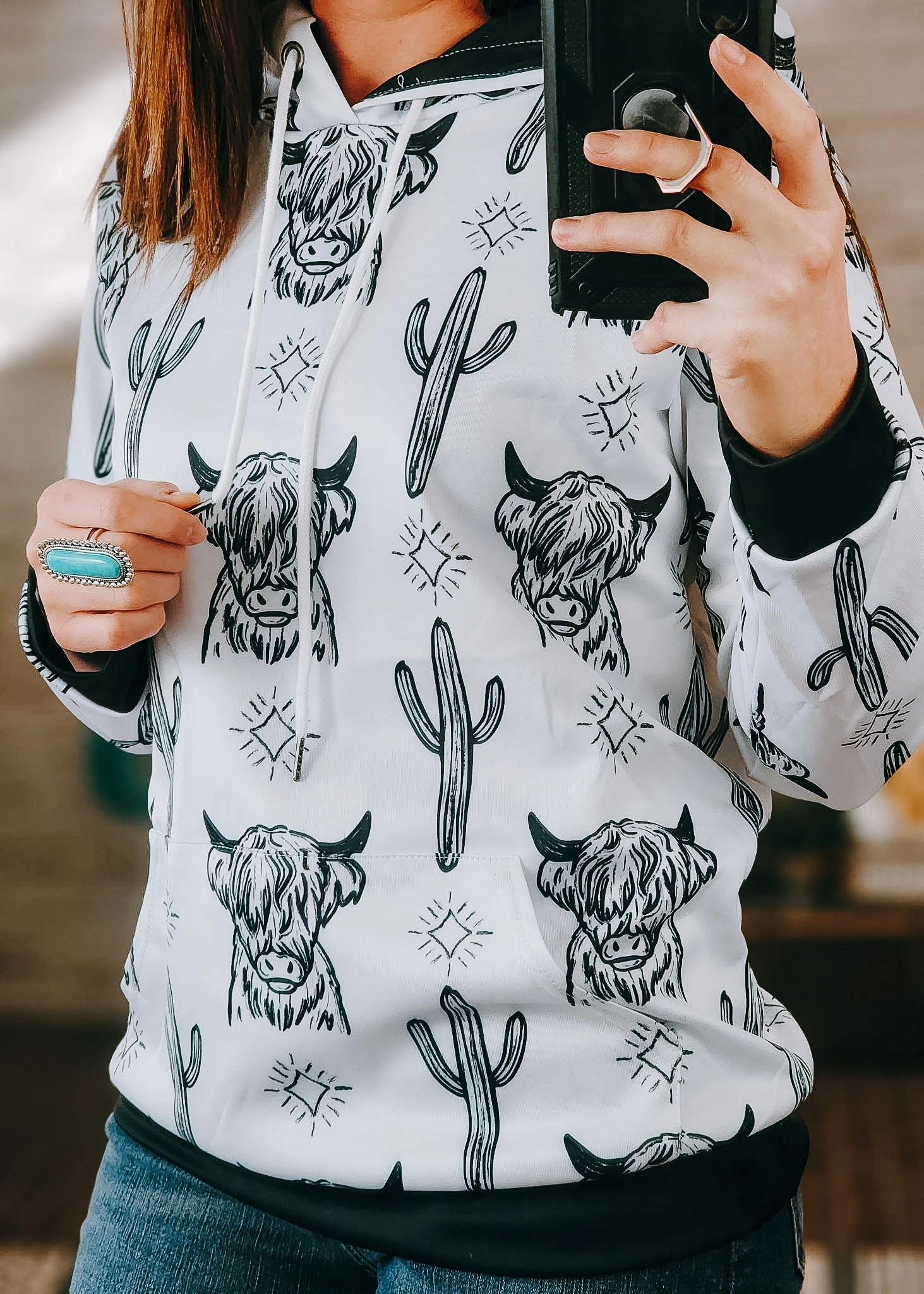 White Highland Cow Hoodie