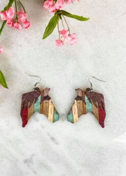 Wood Horse Multicolor Earrings