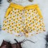 Yellow Sunflower & Cactus Drawstring Shorts