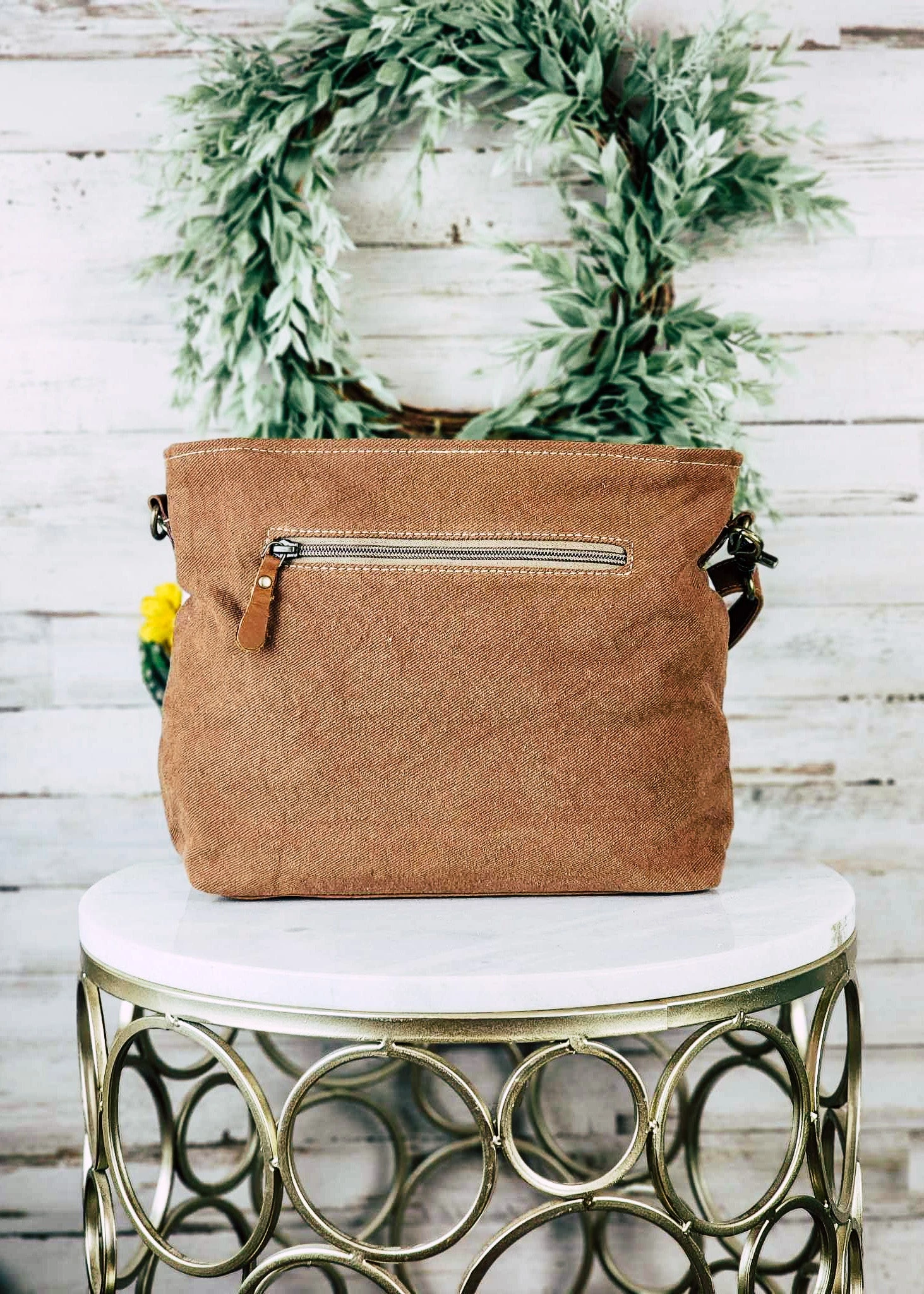 Yellow & Blue Aztec Crossbody Handbag - Image 3