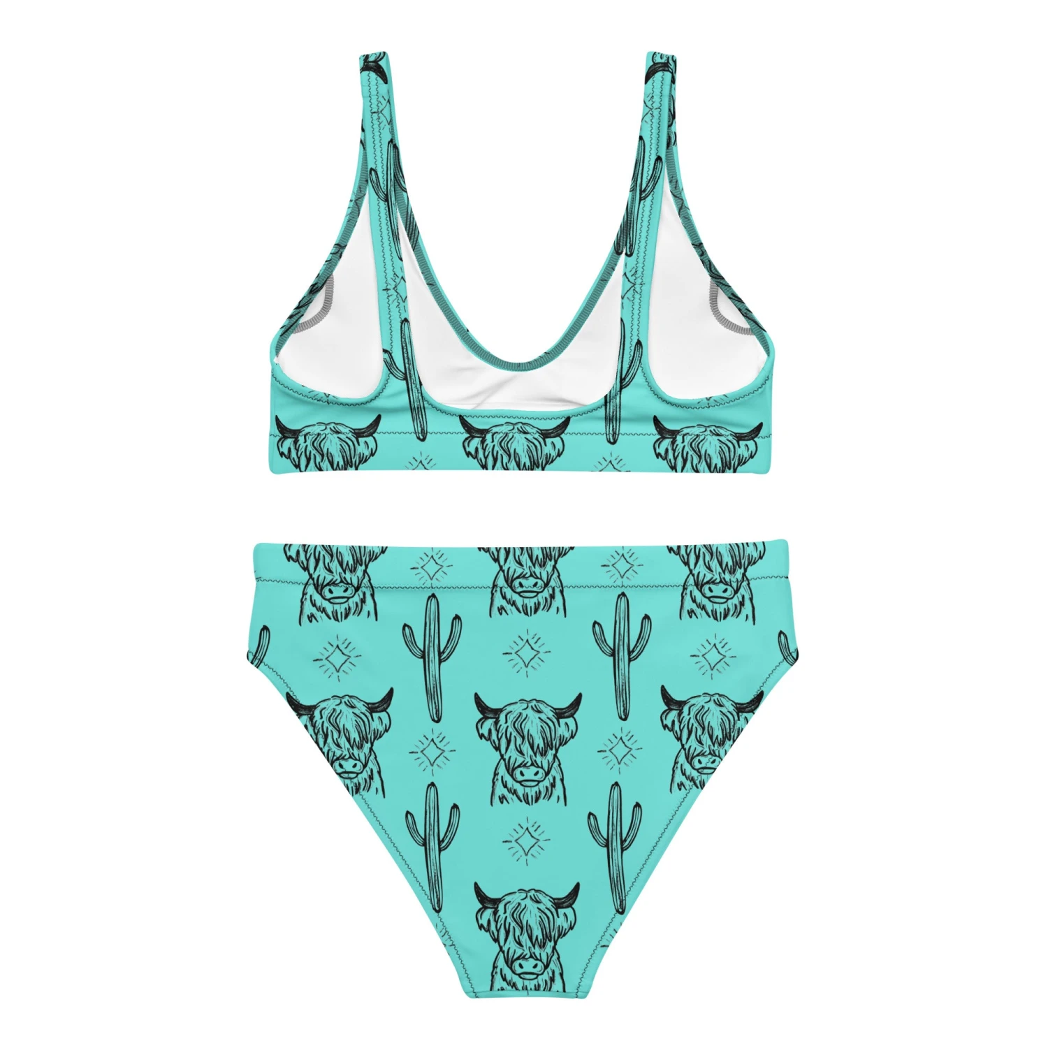 Turquoise Highland Cow High Waisted Bikini - Image 8