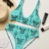 Turquoise Highland Cow High Waisted Bikini