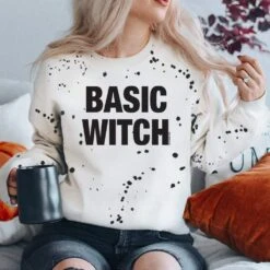 Basic Witch White Splattered Sweatshirt