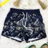Black Vintage Floral Horse Drawstring Shorts
