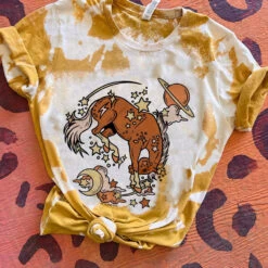 Bleached Mustard Cosmic Horse & Stars Tee