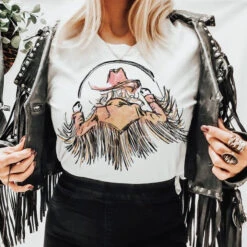 White Cowgirl Fringe Tee