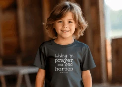 Living On Prayer & Horses Youth Short Sleeve Tee