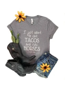 Storm Grey Eat Tacos & Ride Horses Short Sleeve Graphic Tee