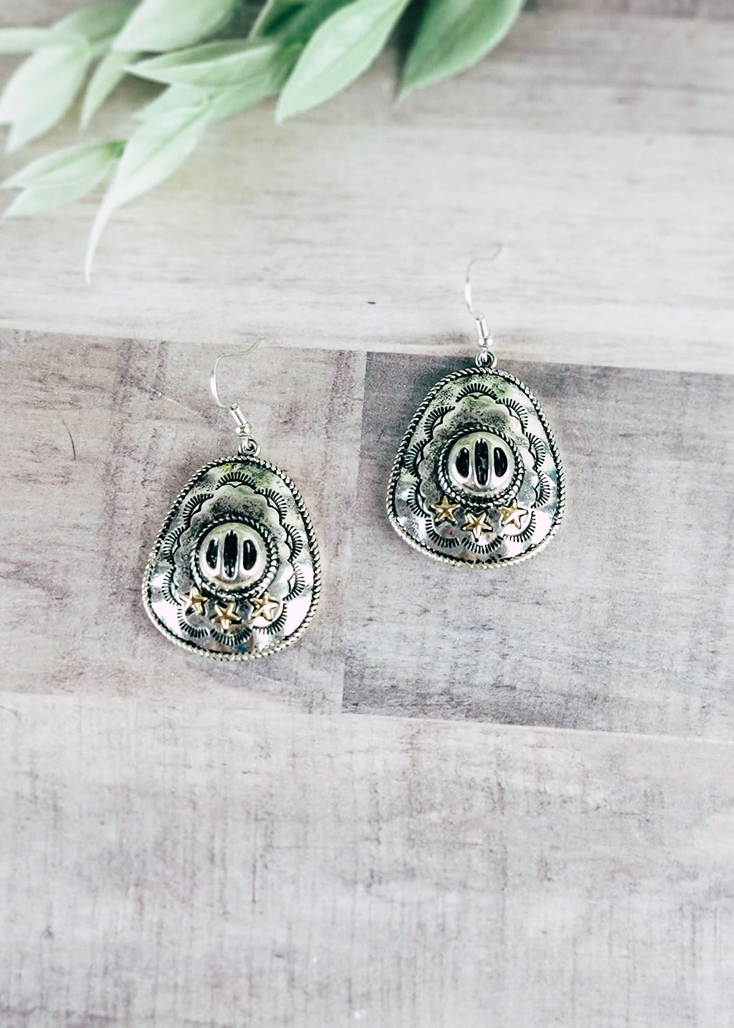 Silver Cowboy Hat Earrings