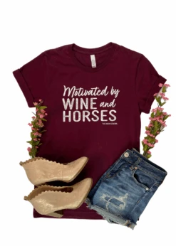 Maroon Motivated By Wine & Horses Short Sleeve Tee