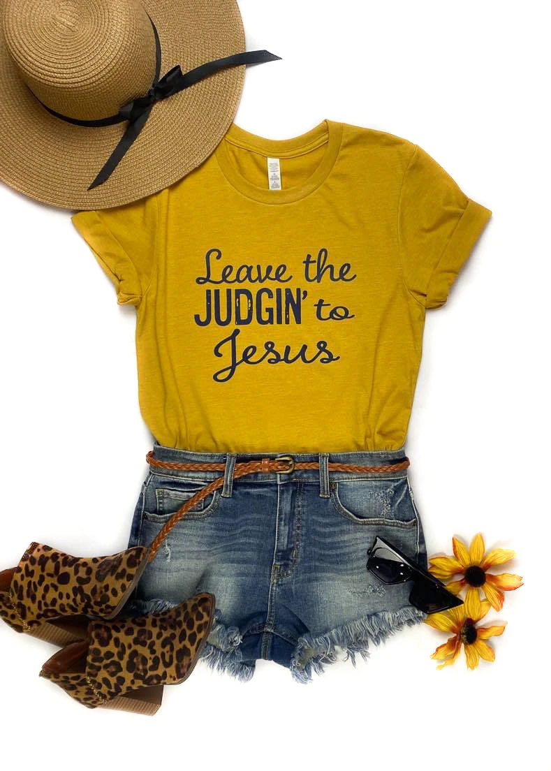Mustard Leave The Judgin' To Jesus Short Sleeve Graphic Tee