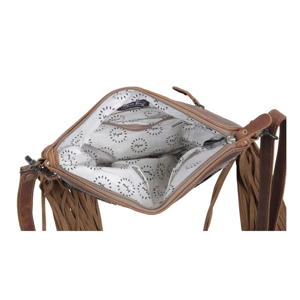 Leather Sunflower Fringe Crossbody Handbag - Image 6